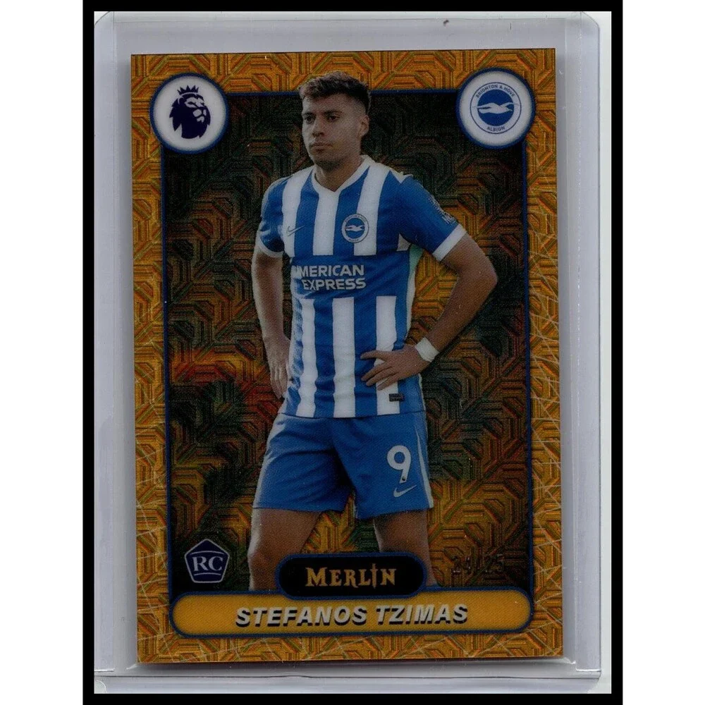 2026 Merlin Premier League Stefanos Tzimas #50 Brighton Orange Mojo Rookie #/25